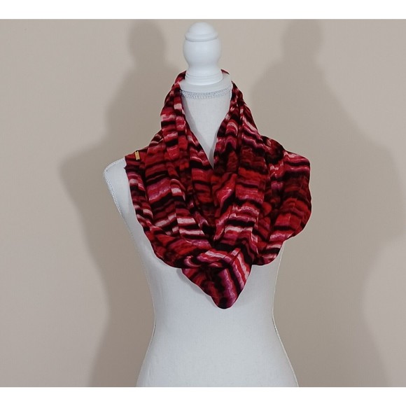 Calvin Klein Infinity Scarf Red Black White Ombre Women US One Size Oversized - Picture 5 of 6
